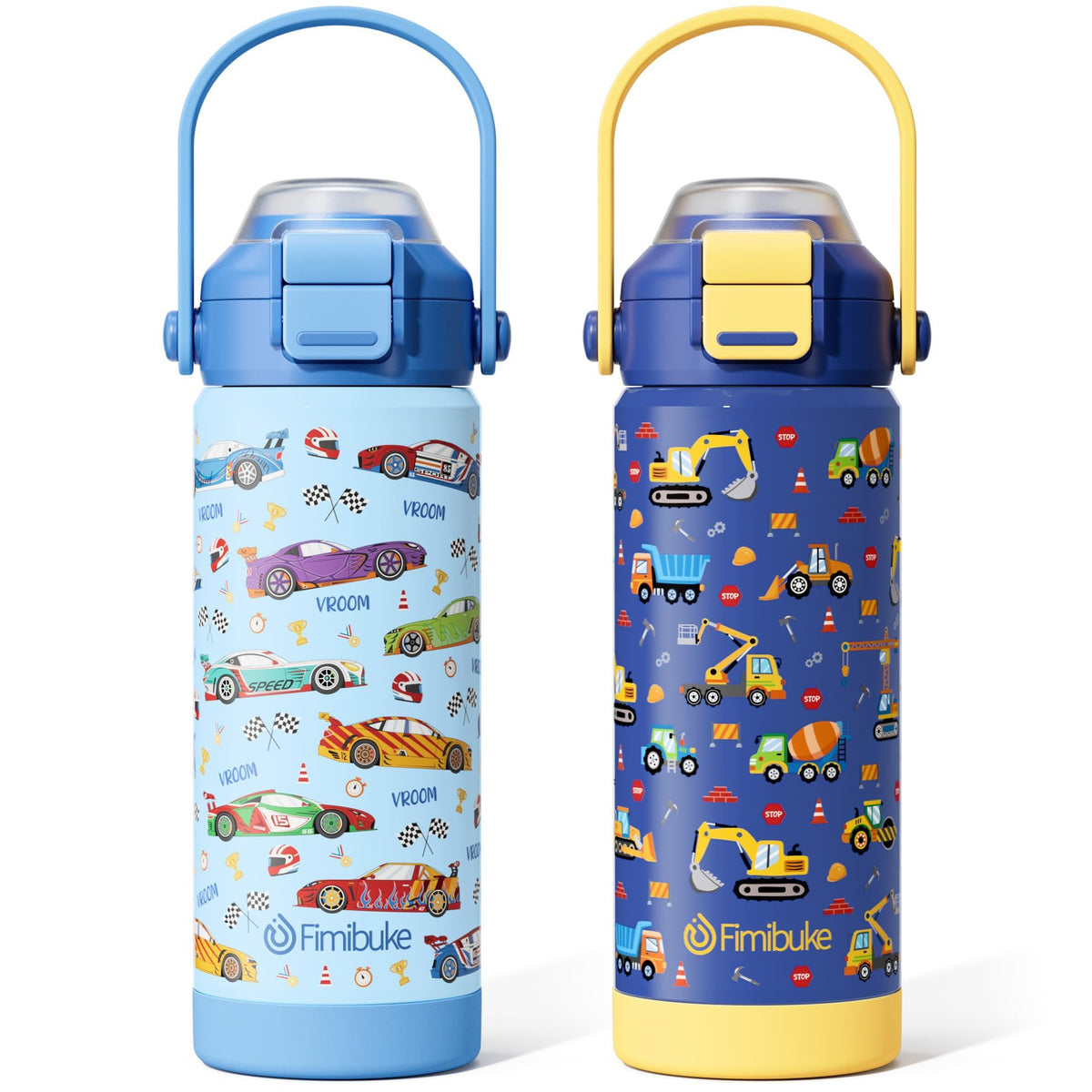 Fimibuke front view of 18oz insulated bottle showing color and logo, attractive for kids