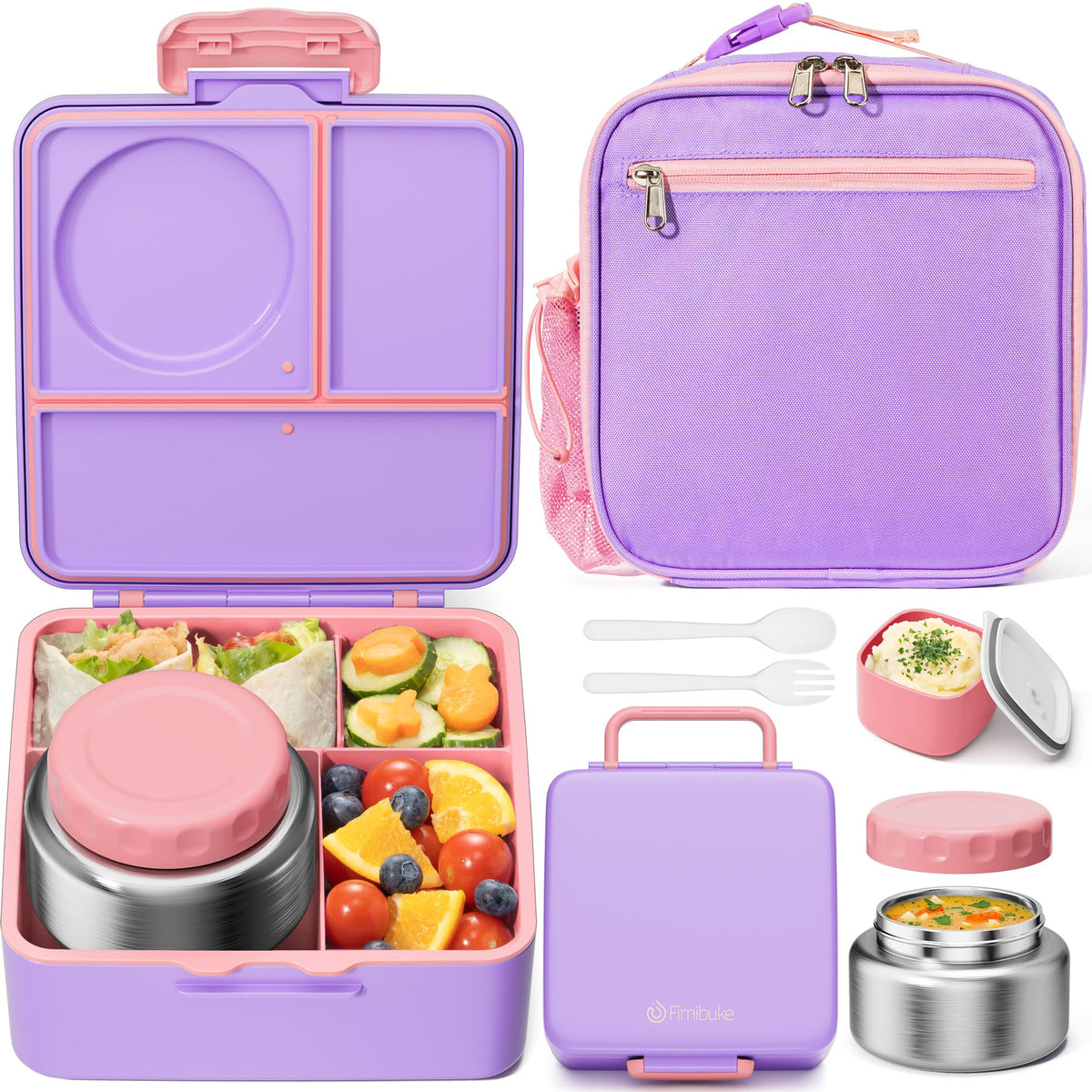 Fimibuke front view of full bento set and bag showing complete kit benefit