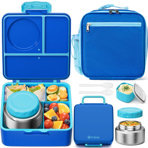 Fimibuke front view showing complete bento set and organized packing benefit