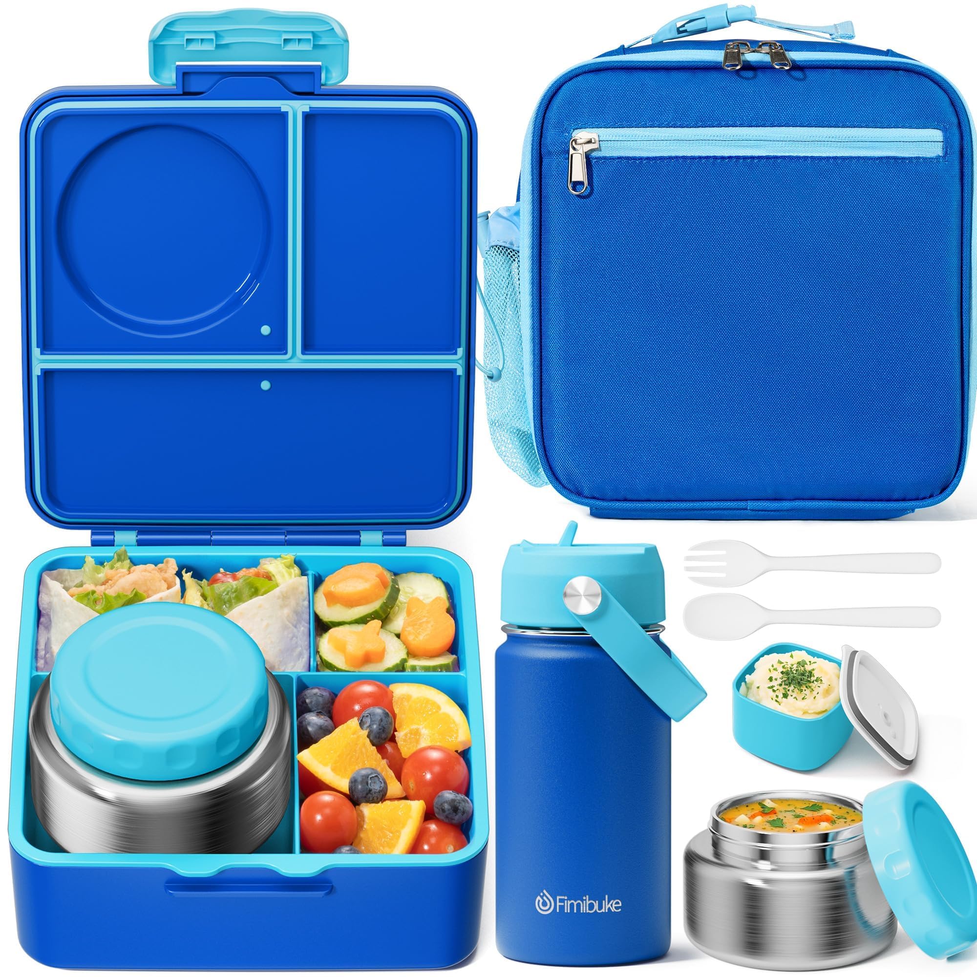 Fimibuke front view of complete set shows organized lunch solution