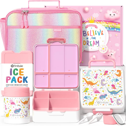 Fimibuke front view of full seven-piece set showing organized meal components