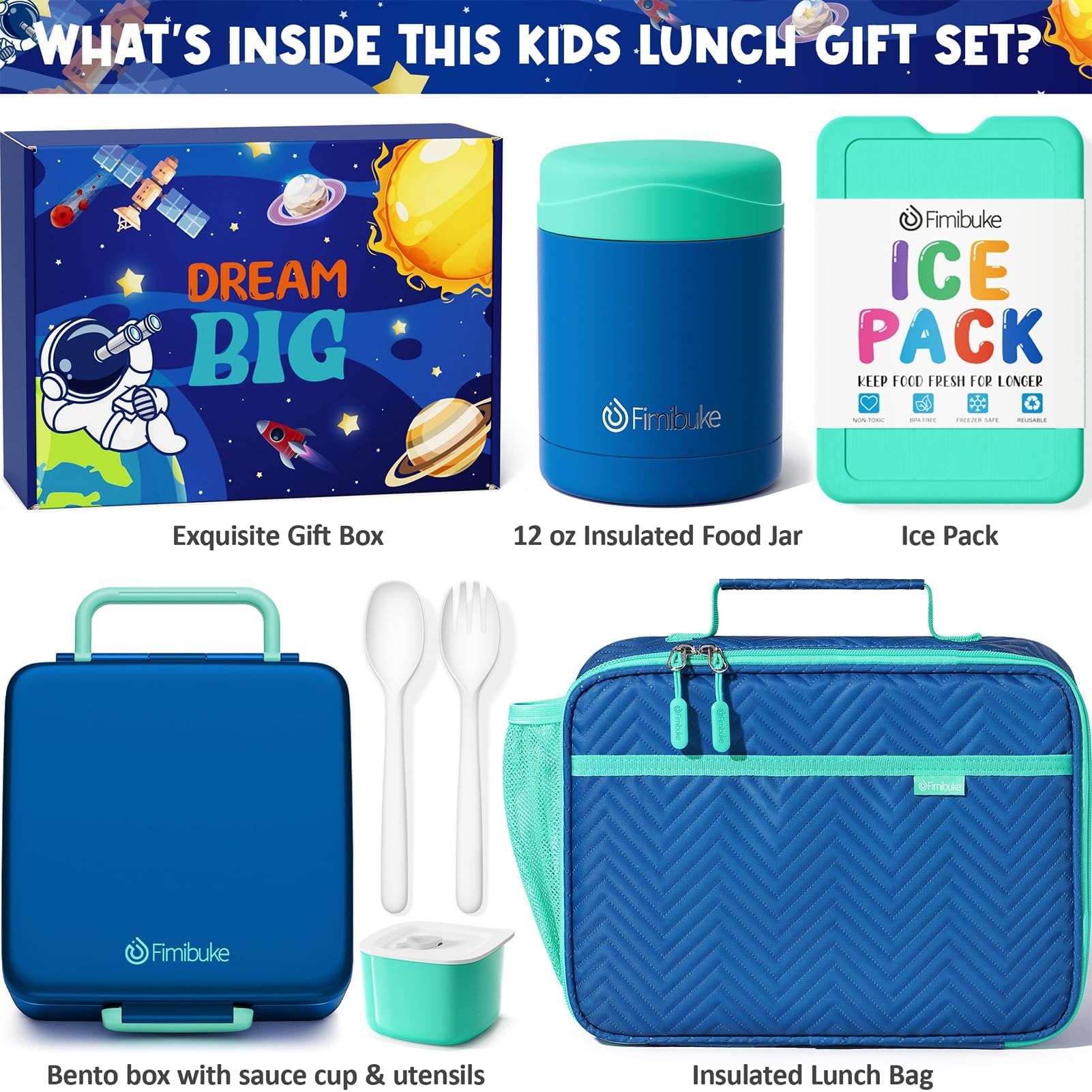 Fimibuke insulated lunch bag open to show roomy interior and organized storage benefits