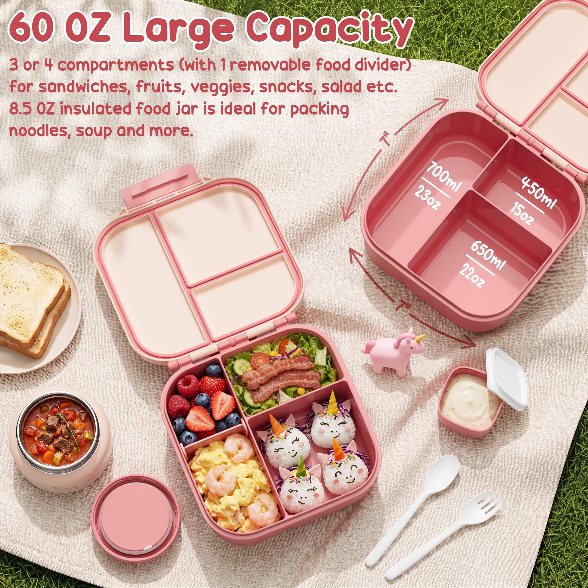 Fimibuke open compartments with removable divider illustrating food separation and portioning
