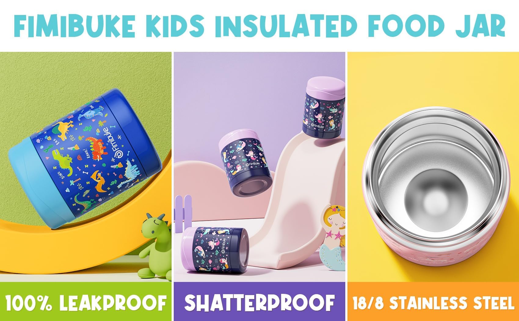 Fimibuke lunch set beside a toy for scale showing compact kid-friendly size