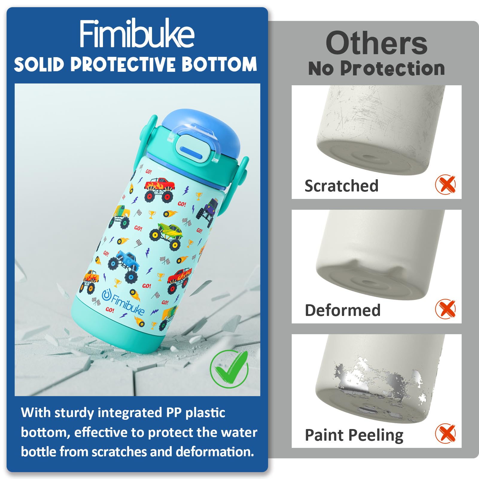Fimibuke two bottles with spare lids and straws for convenient replacements