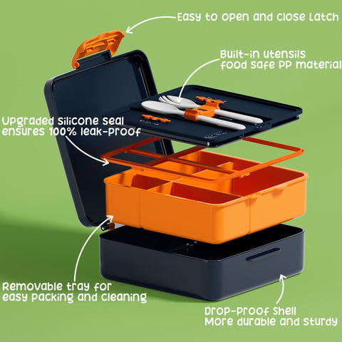 Fimibuke utensils snapped on bento lid for tidy storage and quick access