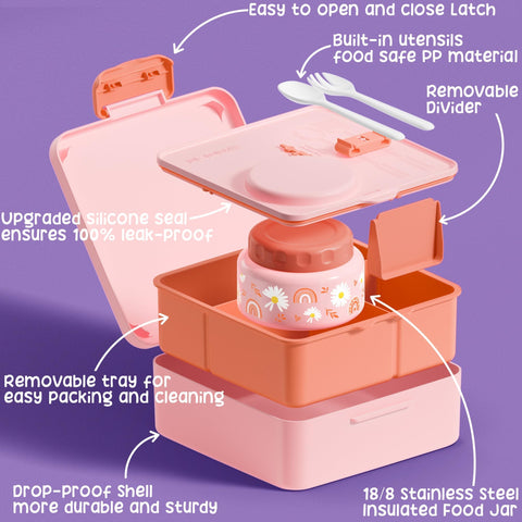Fimibuke utensils snapped on lid highlighting compact storage and convenient mealtime readiness