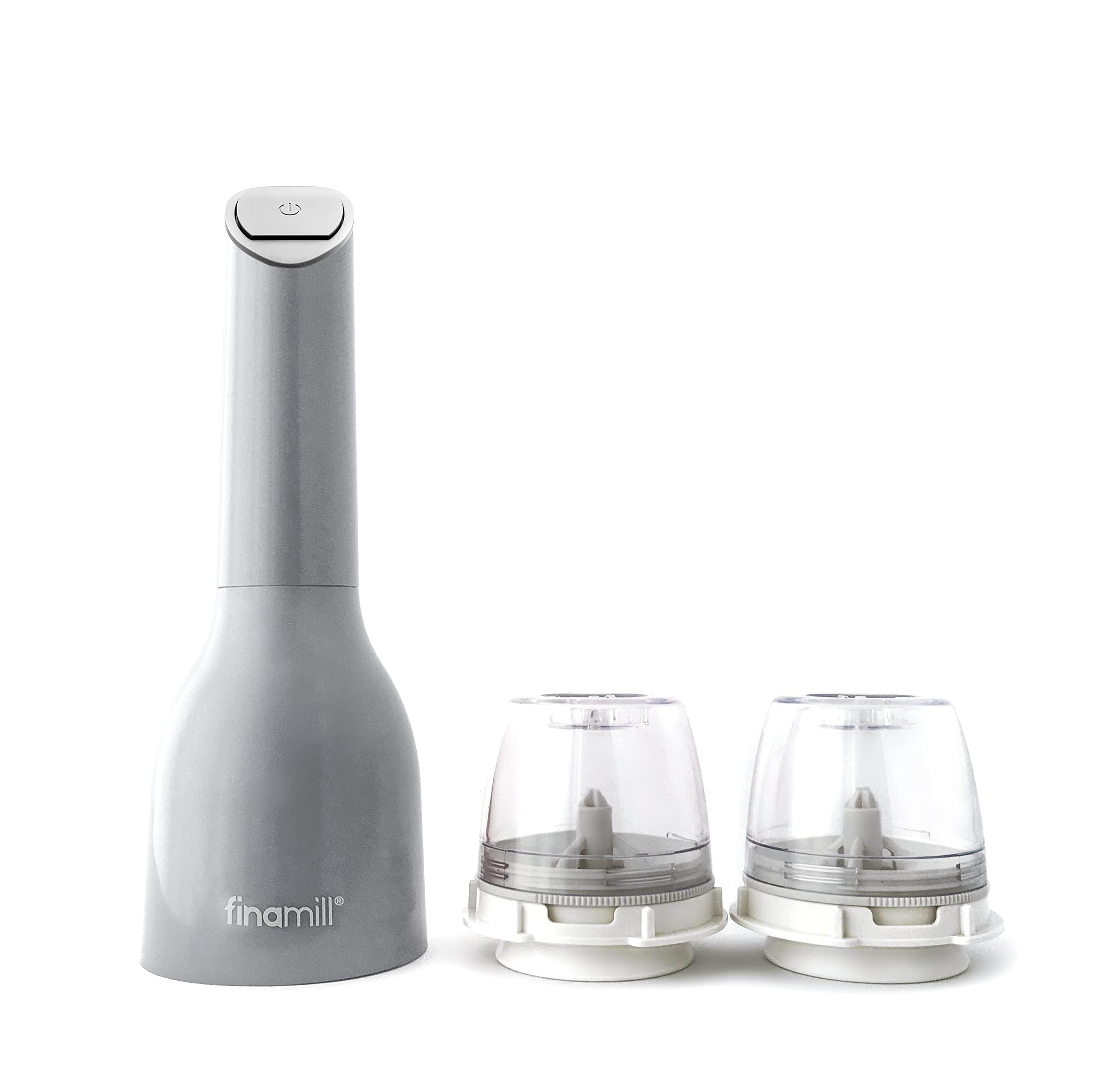 FinaMill front packaging showing included mill and two pods, useful starter set