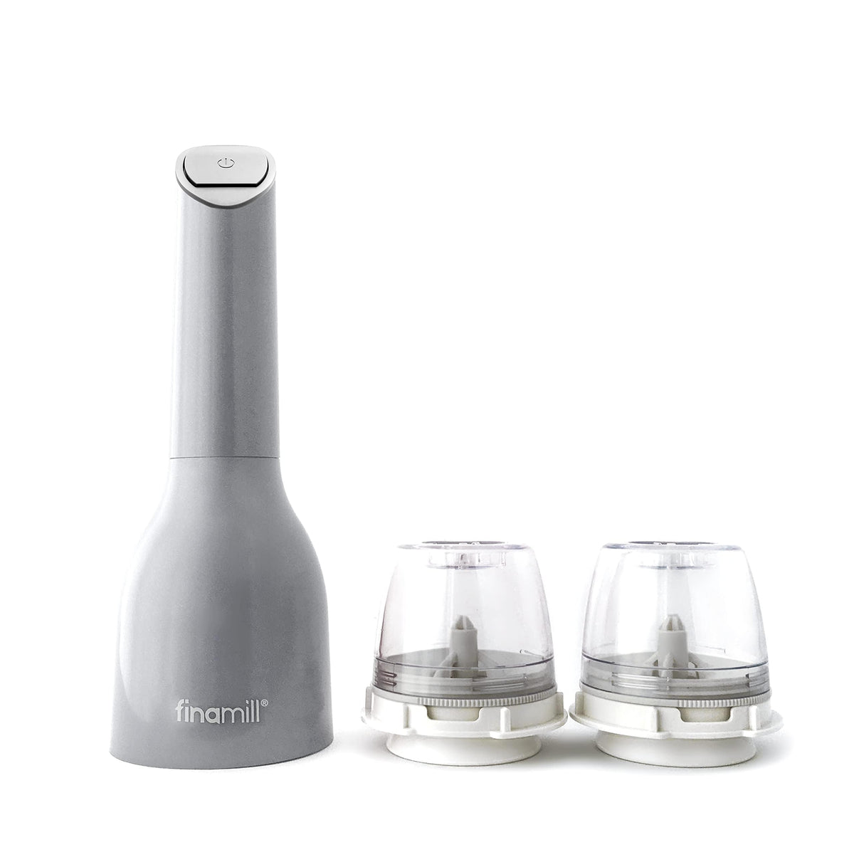 FinaMill front packaging showing included mill and two pods, useful starter set