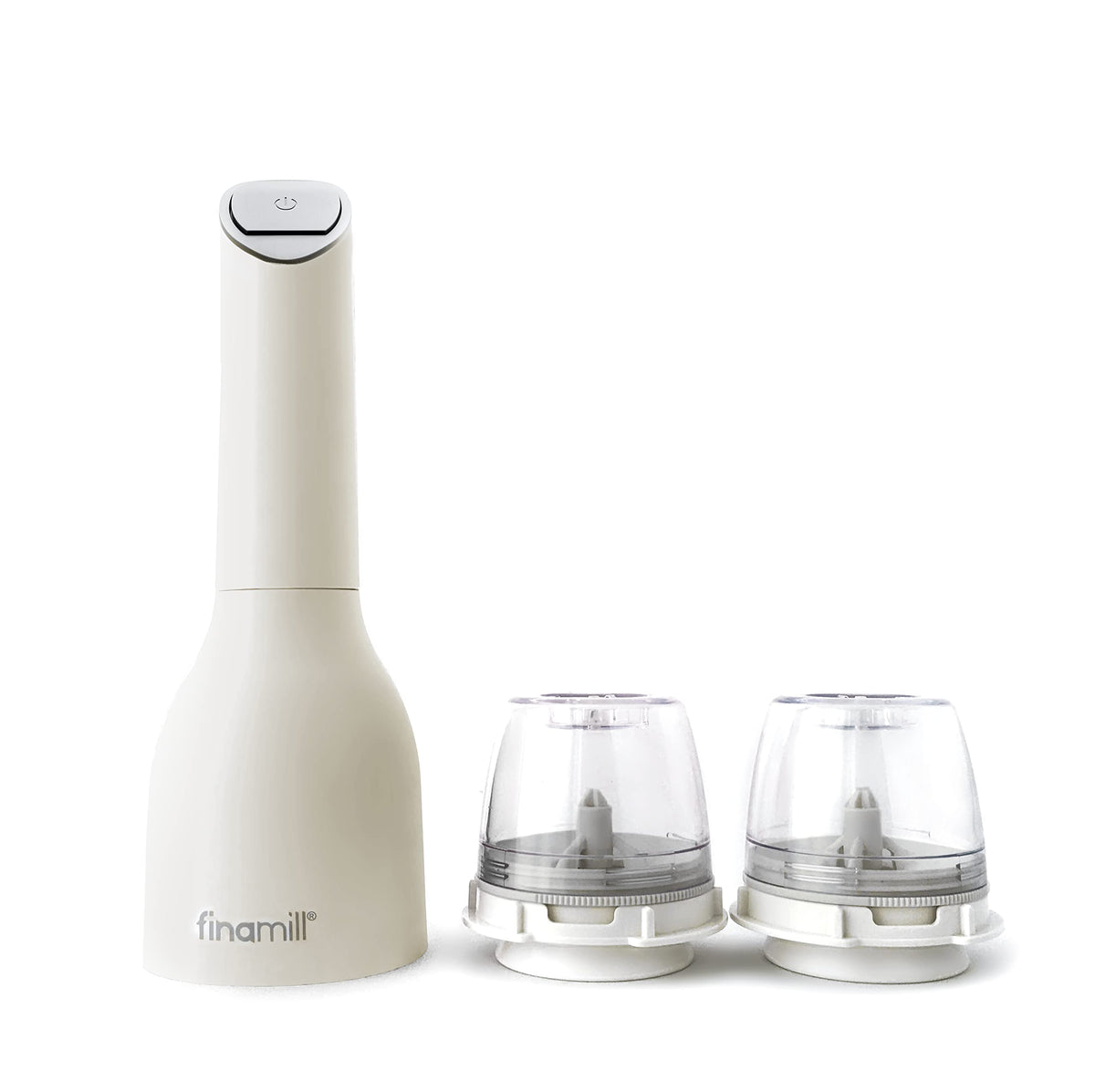 FinaMill front view showing compact cordless grinder and sleek finish benefit convenience