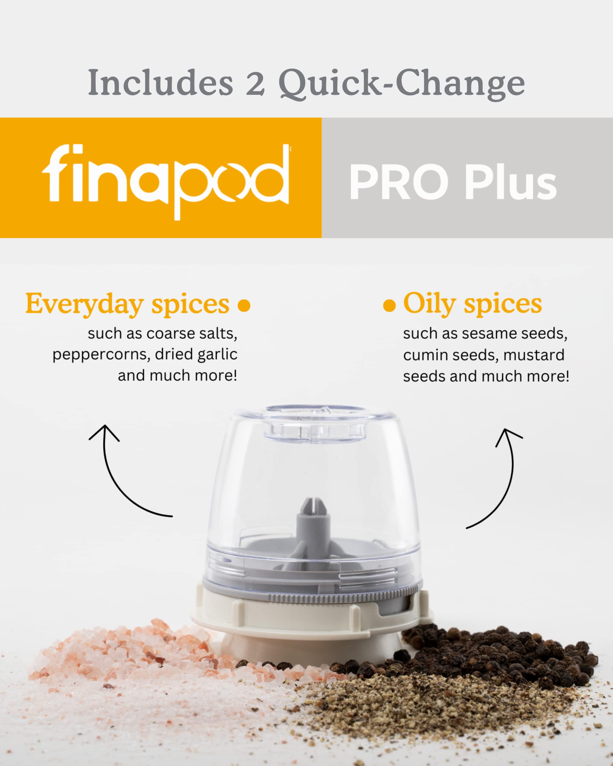 FinaMill pods lined up, providing organized separate spice storage