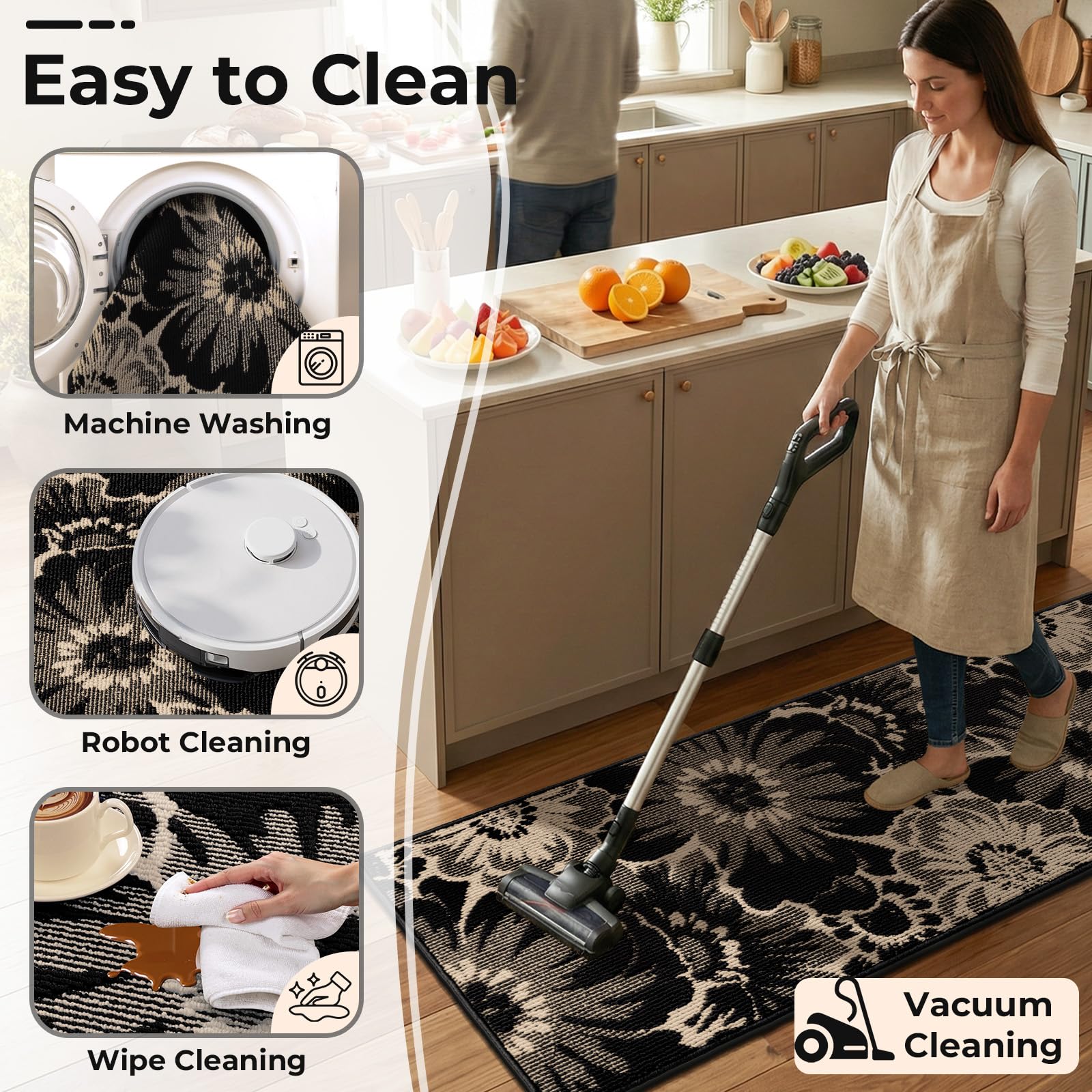 Findosom runner in kitchen aisle providing protection and style