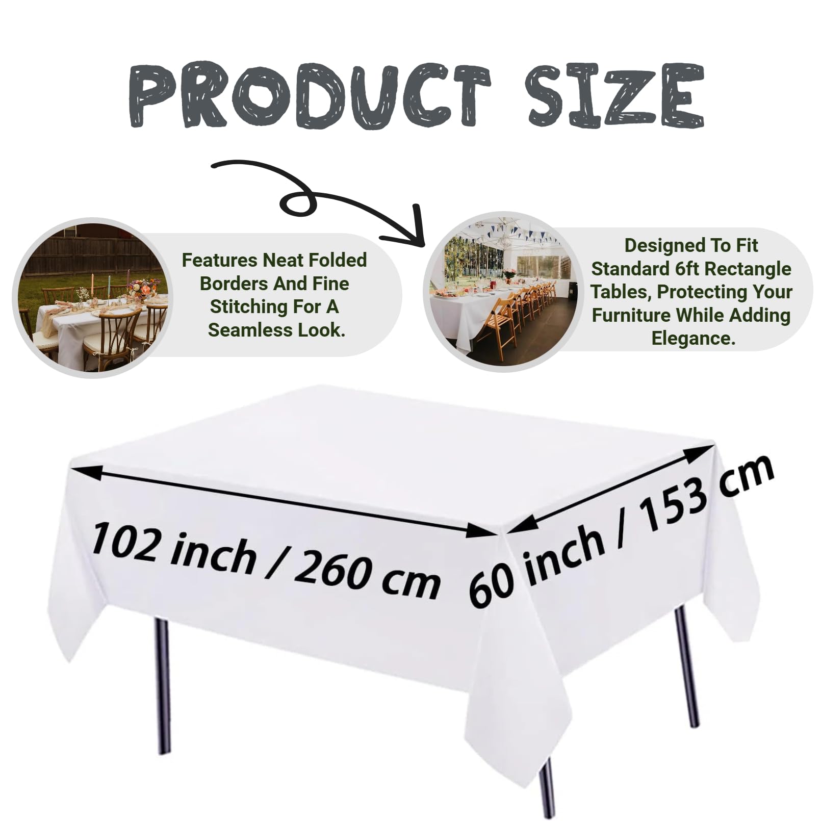 FINDYOU tablecloth draped on 6ft rectangular table providing clean coverage