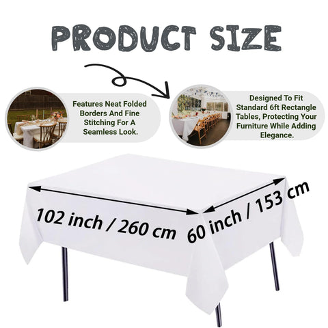 FINDYOU tablecloth draped on 6ft rectangular table providing clean coverage