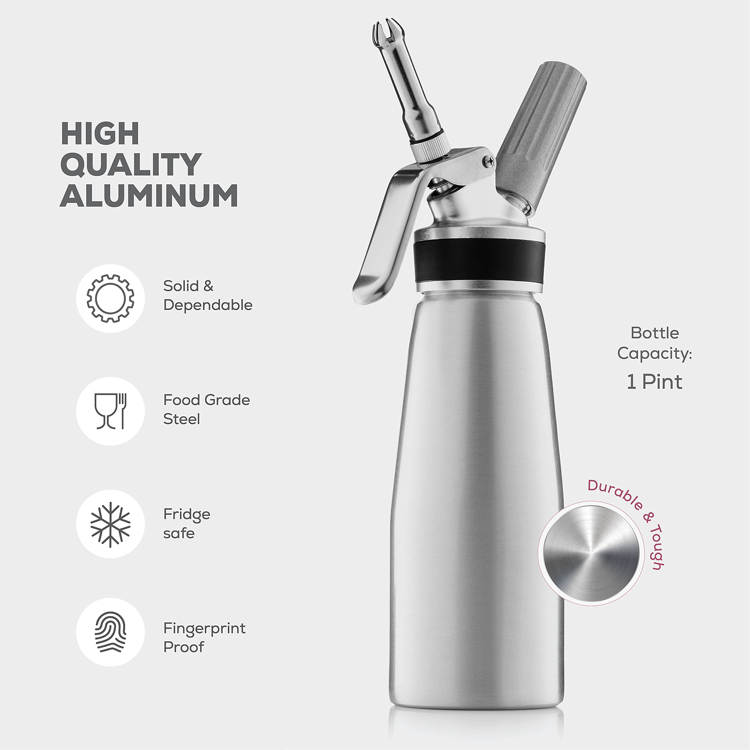 FineDine dispenser filled with cream ready to charge, useful for fast prep