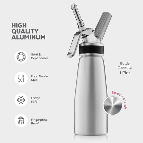 FineDine dispenser filled with cream ready to charge, useful for fast prep