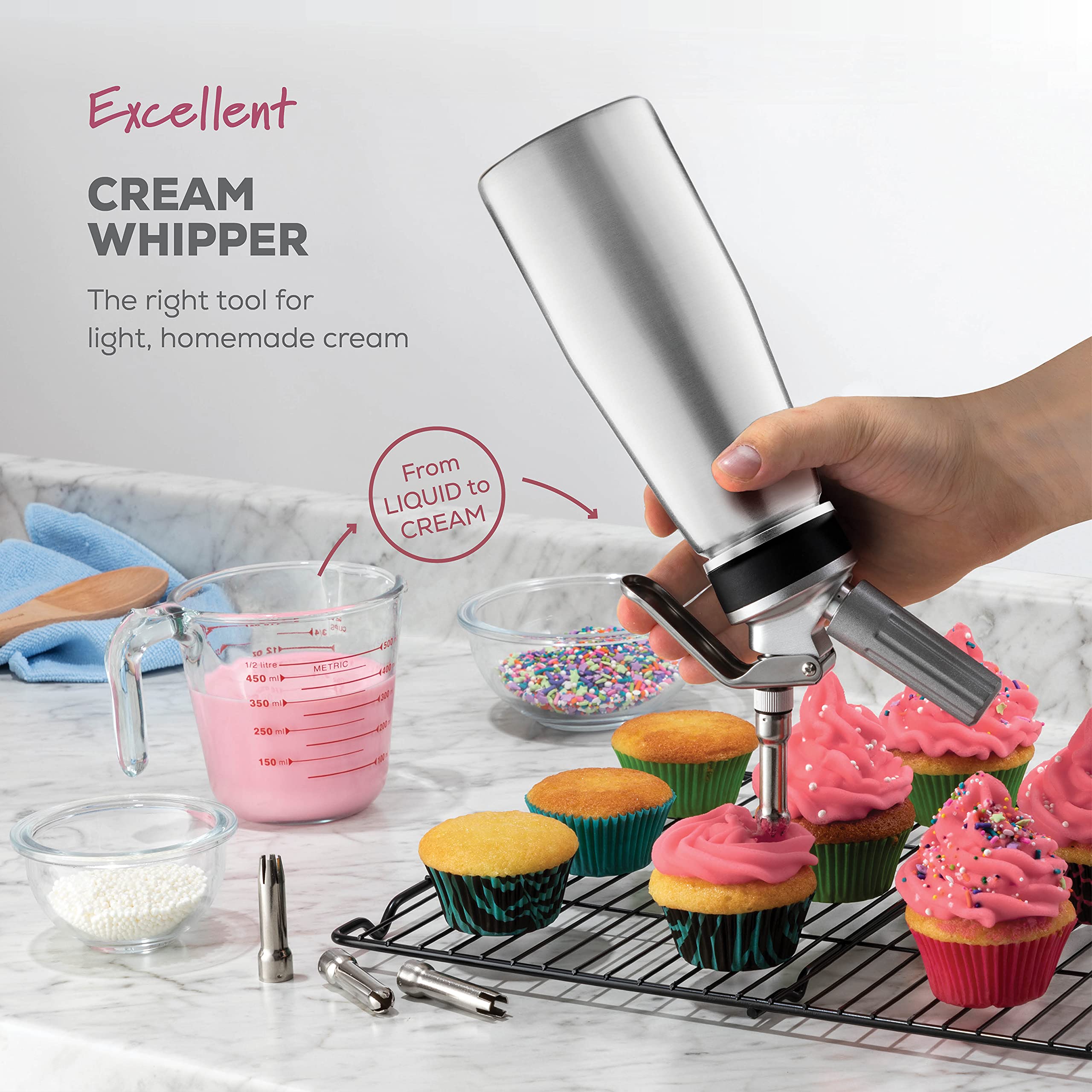 FineDine multiple nozzles displayed to show styling options for decorative toppings