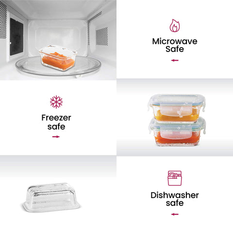 FineDine containers stacked neatly in fridge saving space