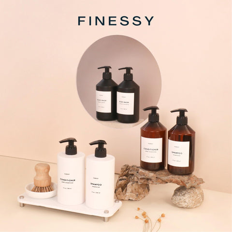 FINESSY lifestyle bathroom setting conveying spa-like, clutter-free shower appeal