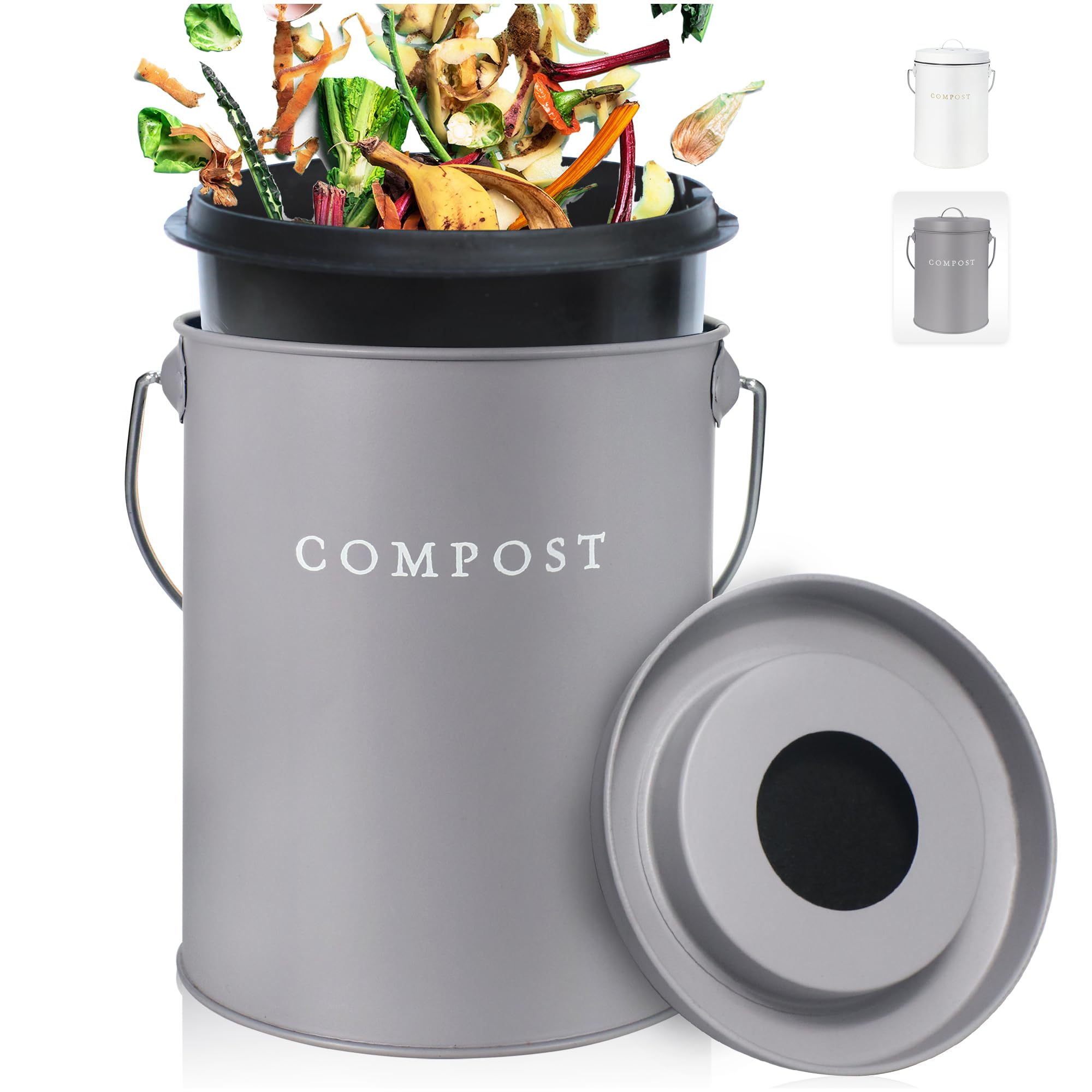 FINESSY front view showing compact compost bin for tidy countertops