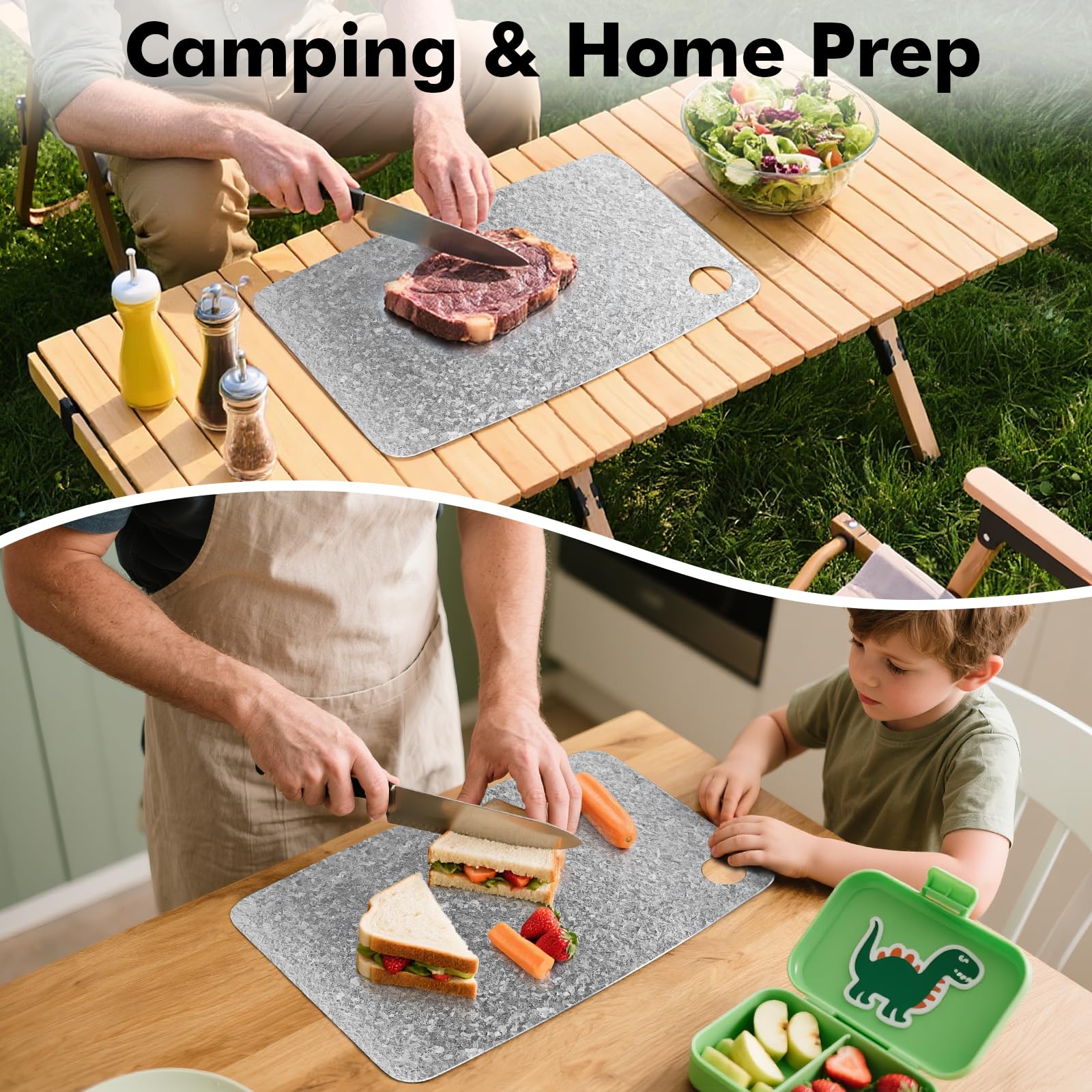 FINEYORKER board in outdoor kitchen illustrating portable, durable prep surface