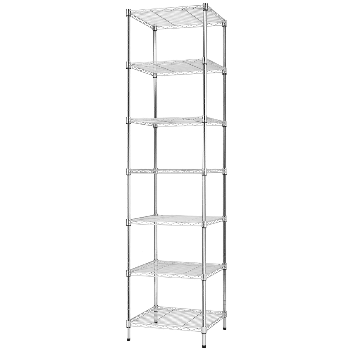 Finnhomy front view of assembled 7-tier rack showing compact vertical storage
