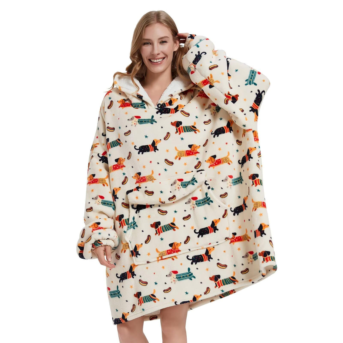 Fiosnow hoodie front view showing oversized fit and cozy hood for relaxed warmth