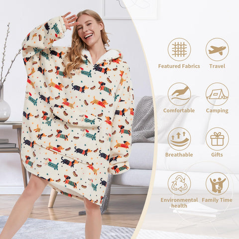 Fiosnow worn by model on couch demonstrating comfort and coverage indoors