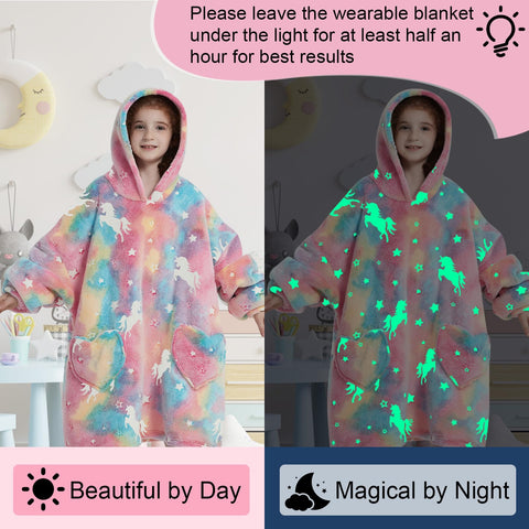 Fiosnow hood glow-in-the-dark unicorn detail for playful nighttime fun