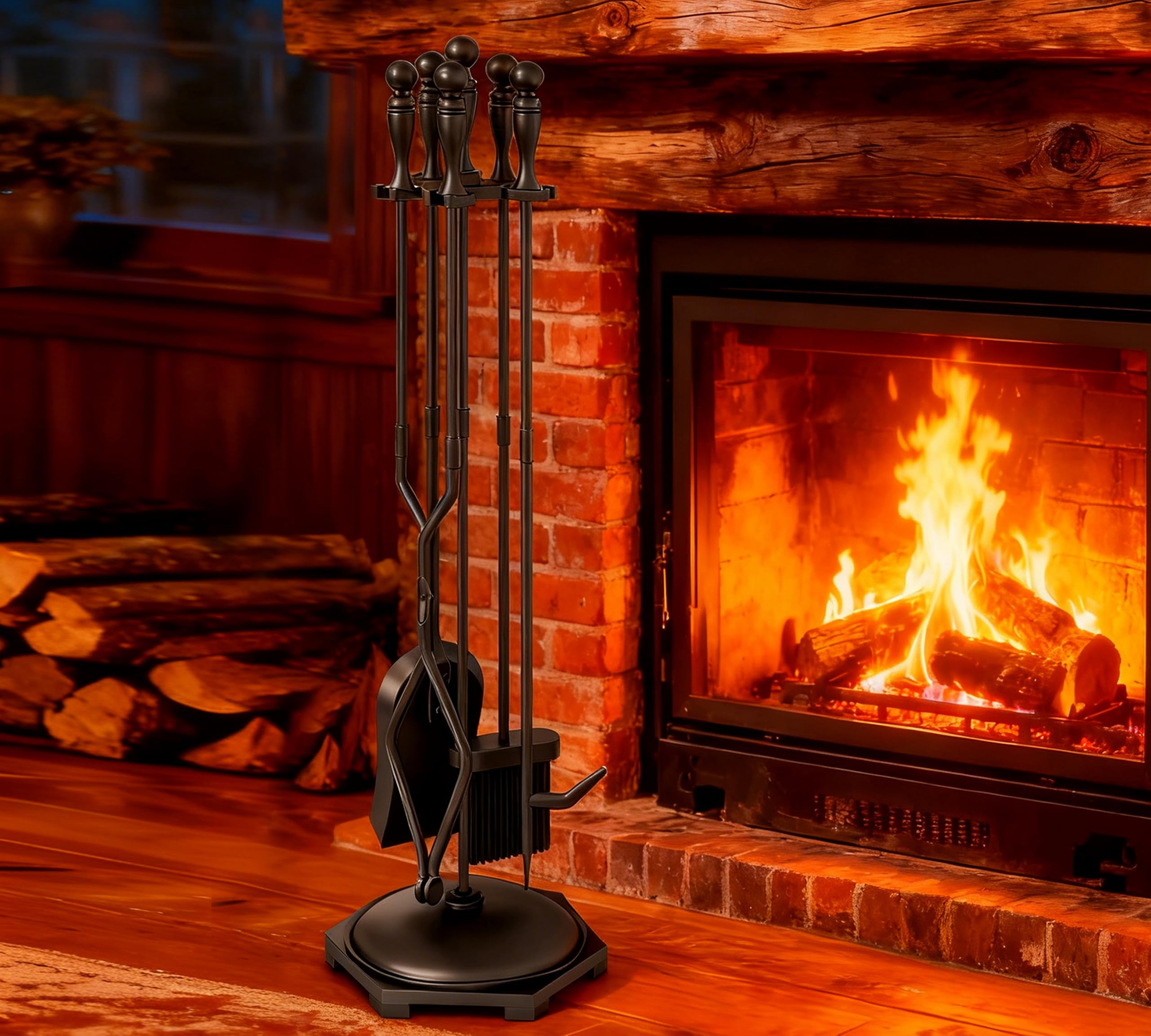 Fire Beauty front view showing stand and all five tools for neat organization