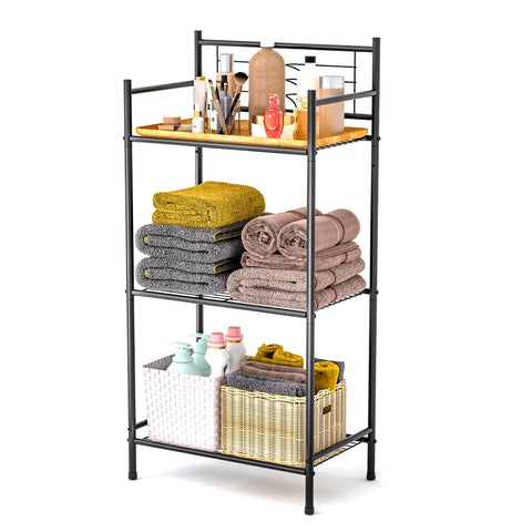 FIRE ROSE LEEDA front view showing compact three-tier storage and modern black finish