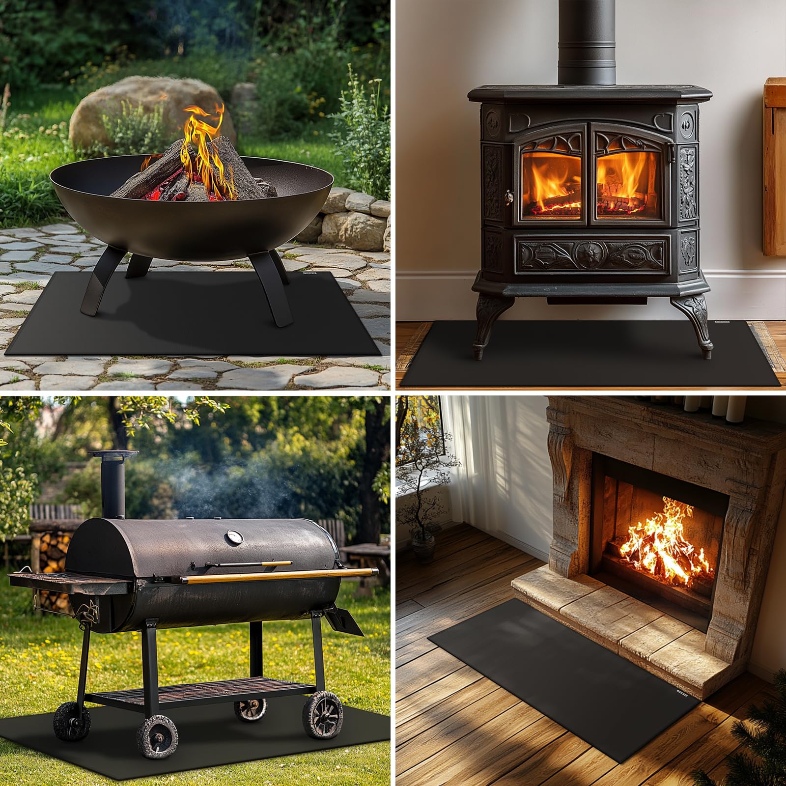 FIREWESS rug under outdoor firepit protecting deck surface