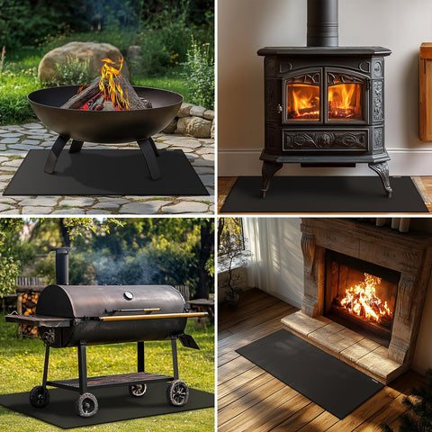 FIREWESS rug under outdoor firepit protecting deck surface