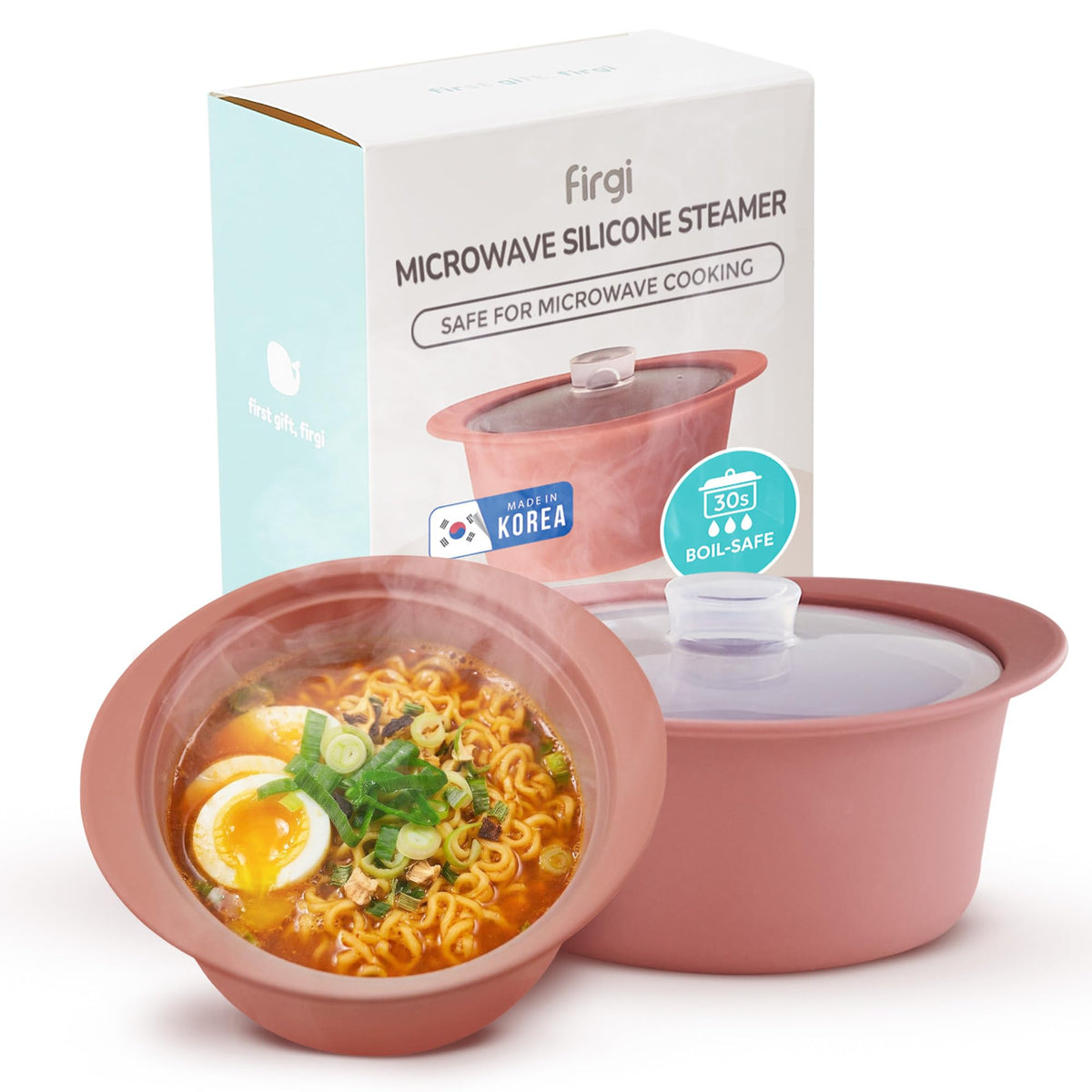 Firgi 27oz steamer front view showing dry rose color and lid, attractive and practical