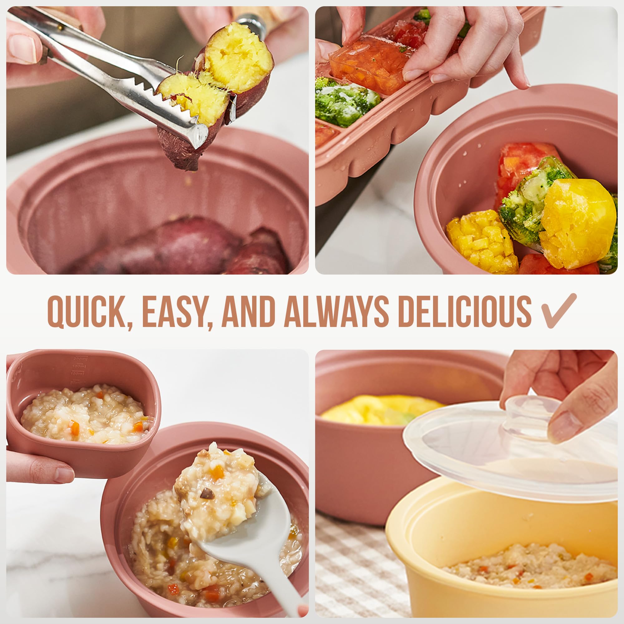 Firgi steamer with baby puree served, gentle steaming preserves nutrients
