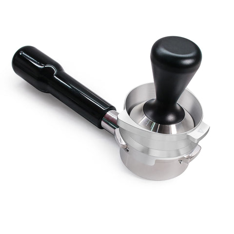FIRJOY funnel while tamping showing stability and consistent puck preparation