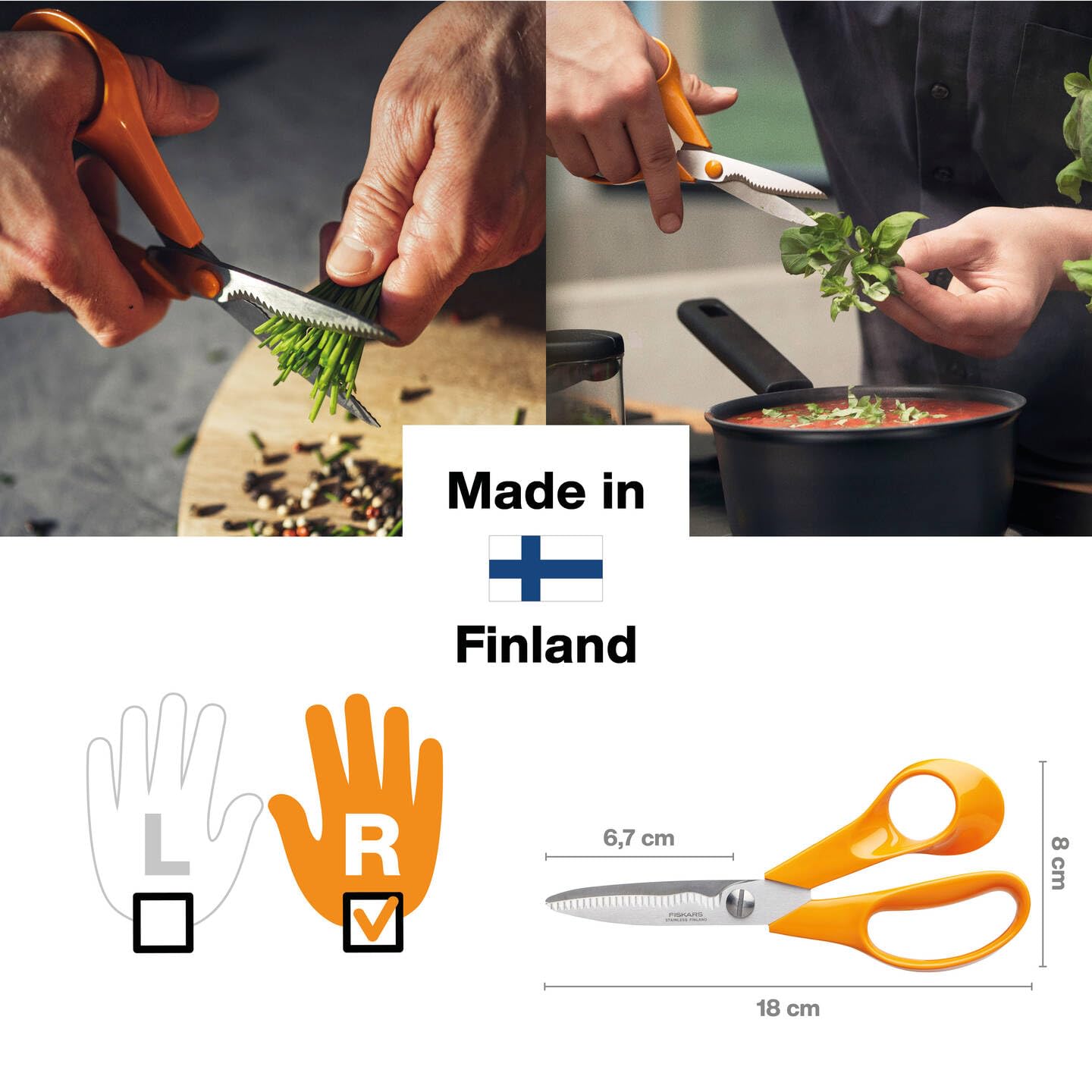 Fiskars blade close-up showing serrated edge for stable, precise cuts
