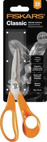 Fiskars product label close-up with Made in Finland stamp demonstrating quality