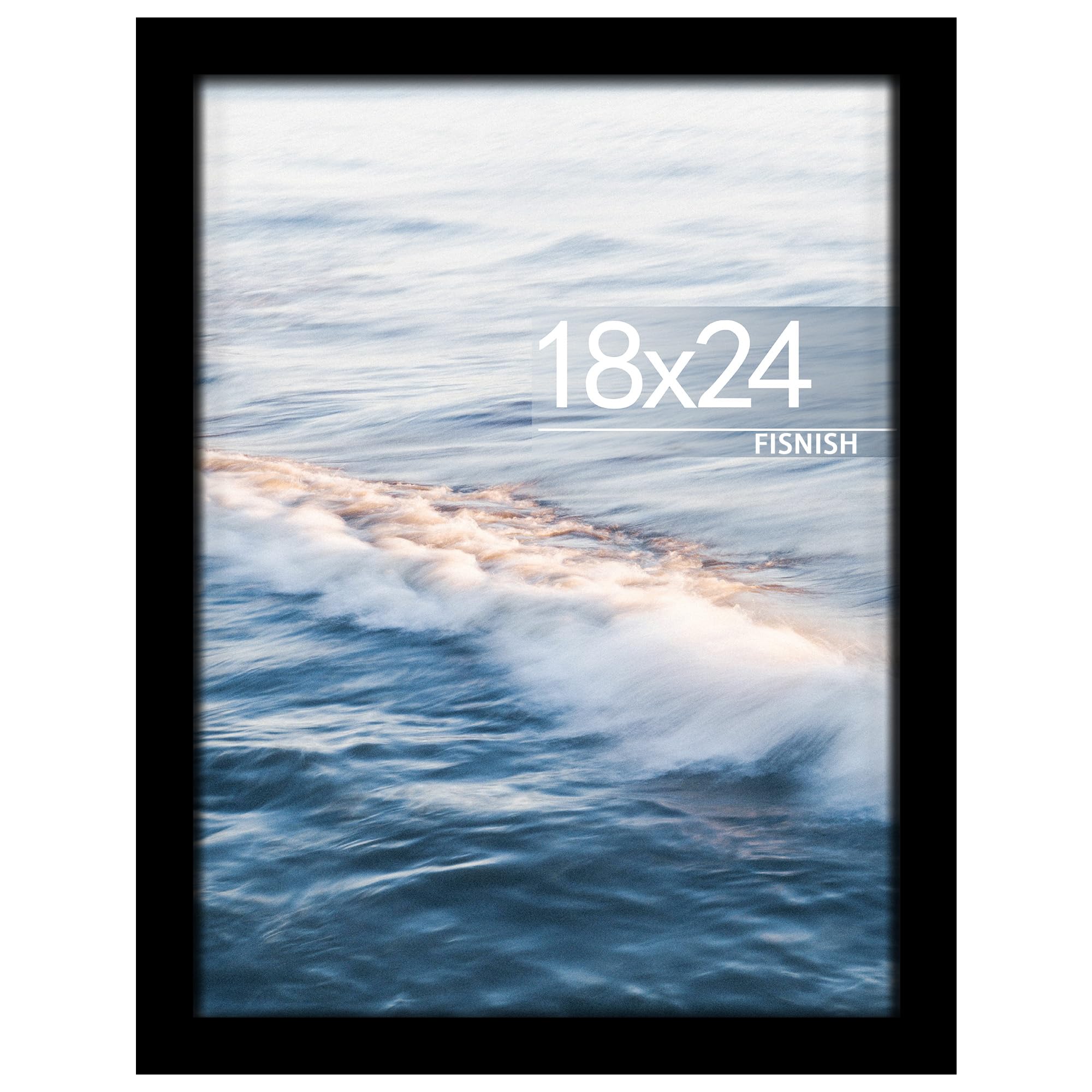 Fisnish black 18x24 frame front view showing clean edge and artwork benefit