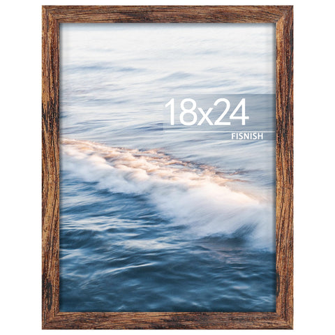 Fisnish front view of 18x24 brown frame showcasing art clearly