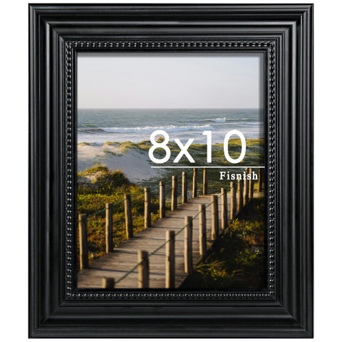 Fisnish front view showing black 8x10 frame and clear display benefit