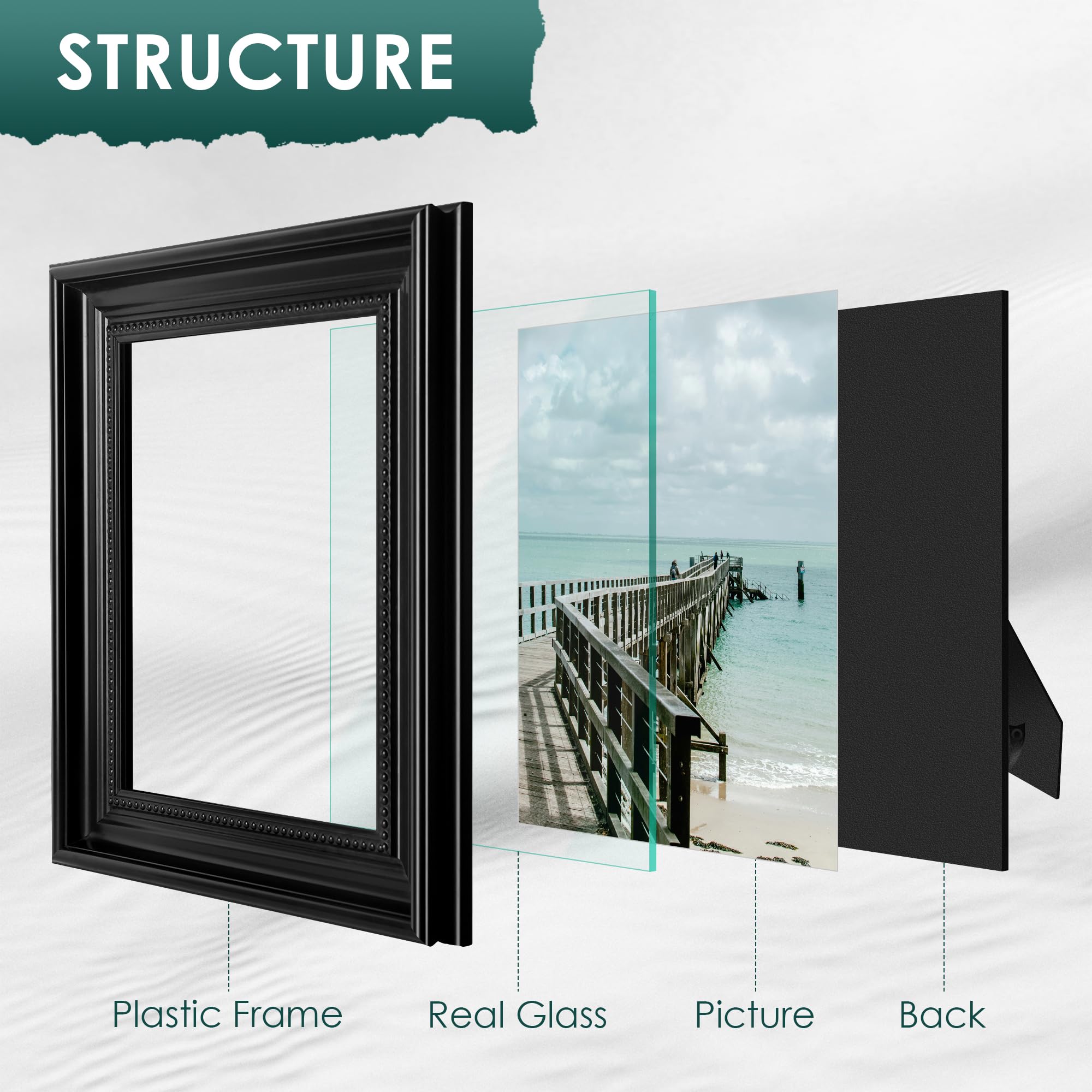 Fisnish frame on tabletop illustrating stable display benefit