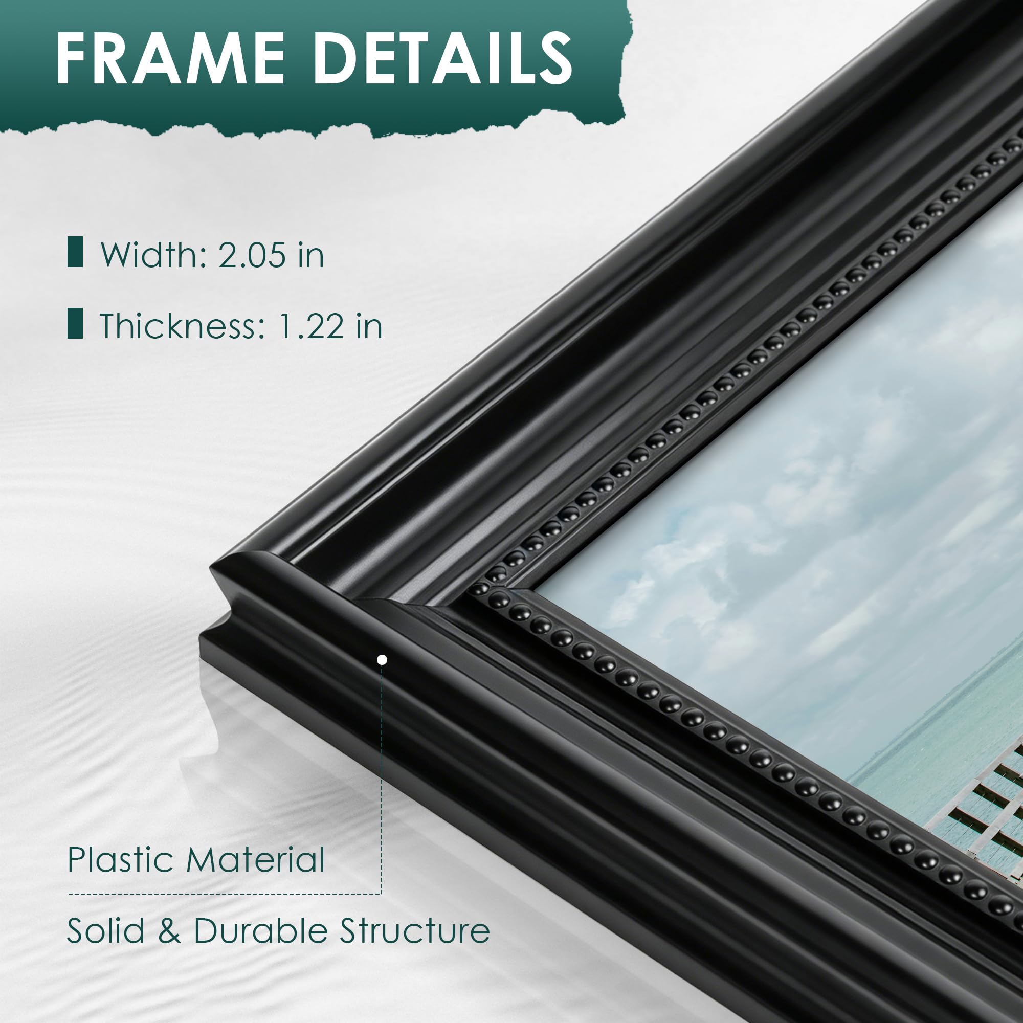 Fisnish close-up of textured frame strips adding vintage depth benefit