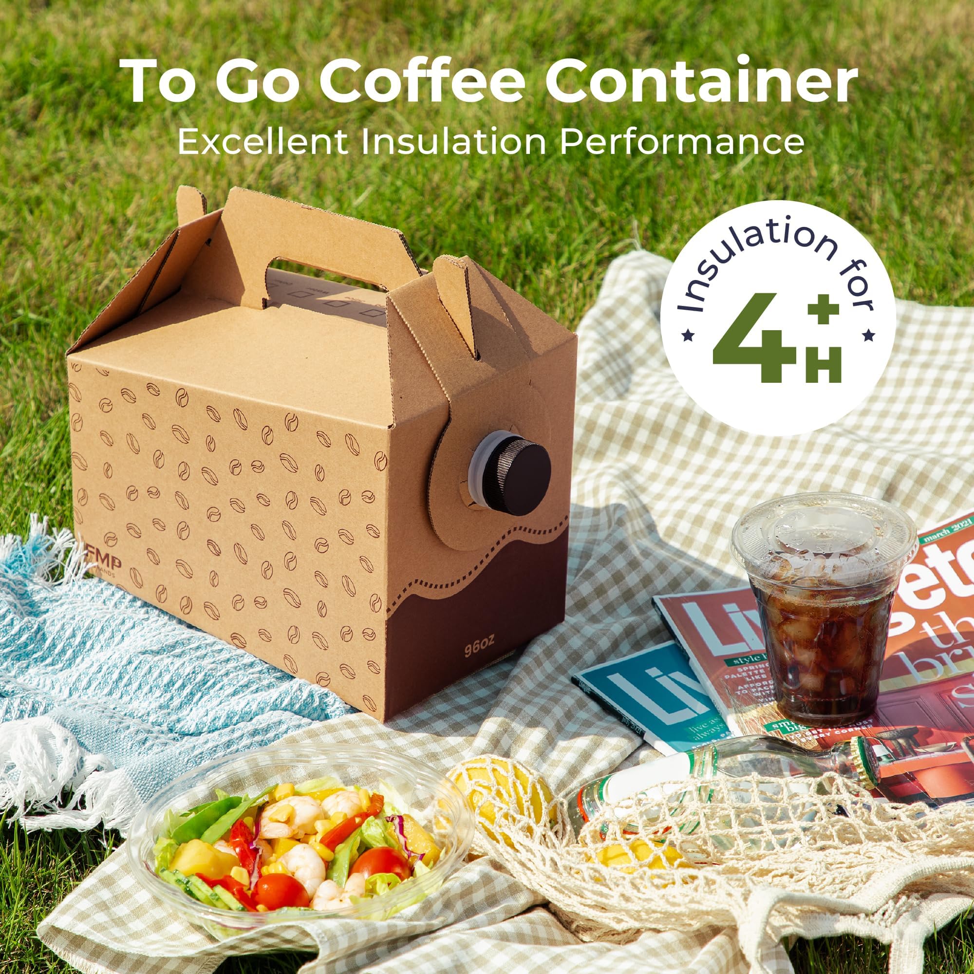 Fit Meal Prep next to standard coffee cup showing 96 oz capacity for fewer refills