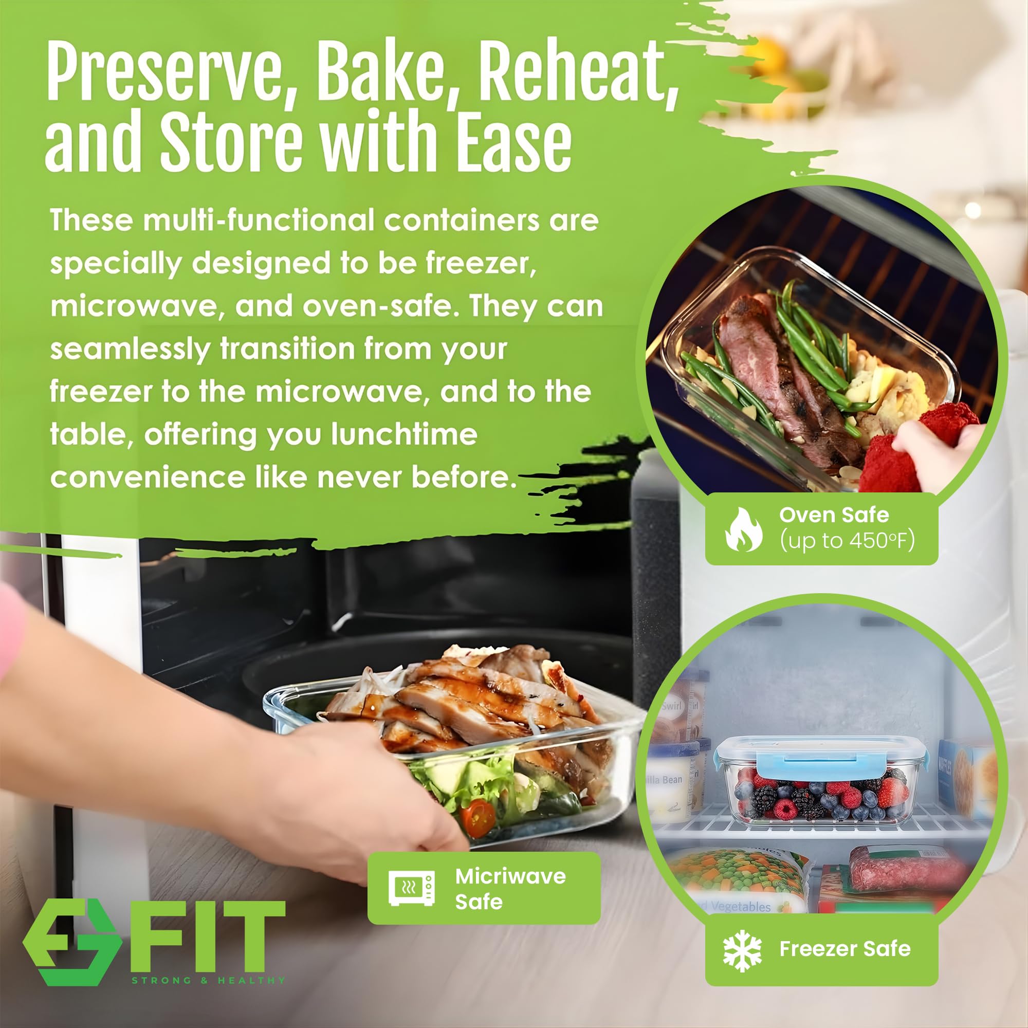 FIT Strong & Healthy close-up of snap-lock lid and corners showing secure airtight closure for travel