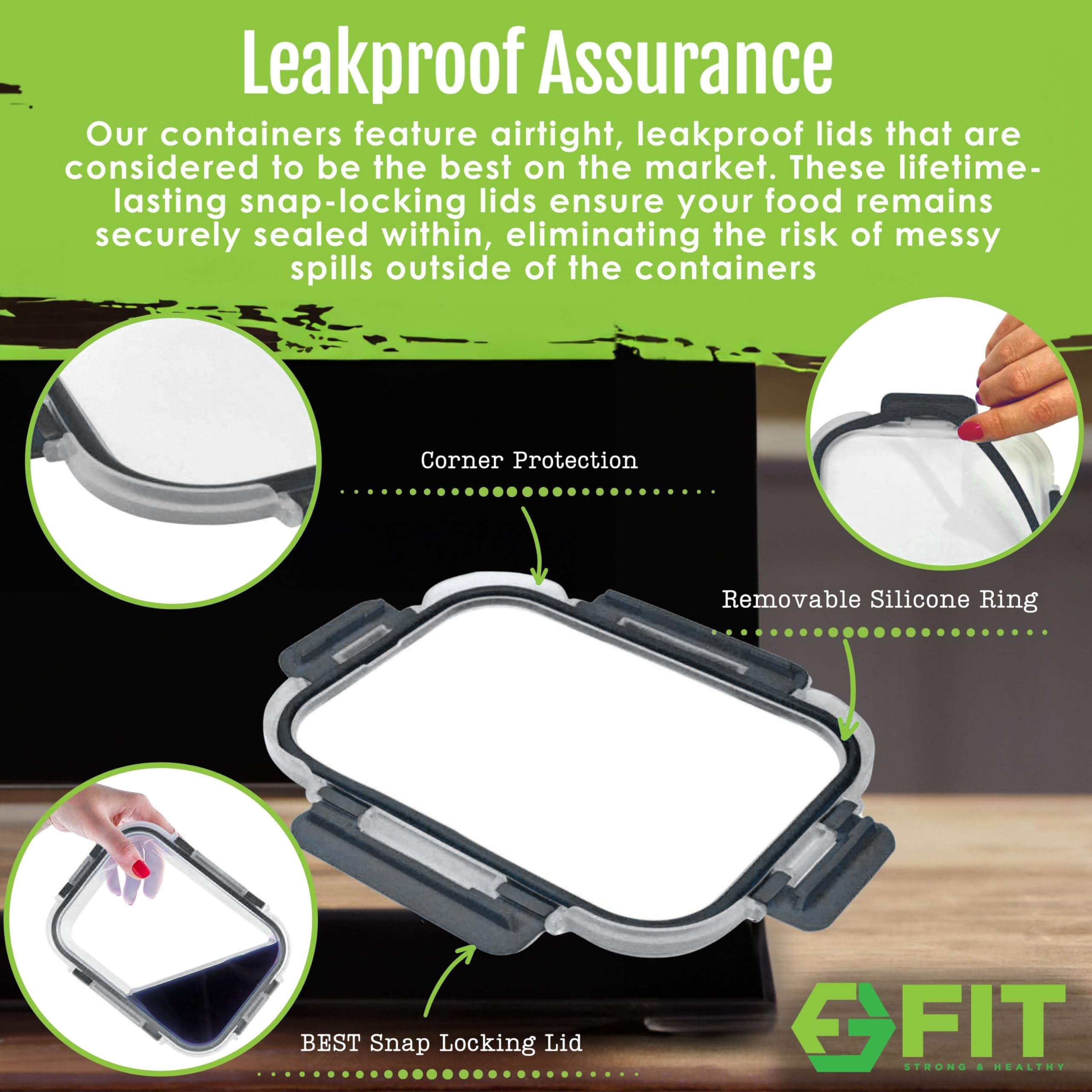 FIT Strong & Healthy container in a lunch bag showing secure transport benefit