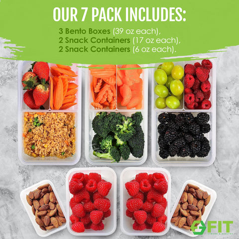 FIT Strong & Healthy stacked containers saving fridge space and organization