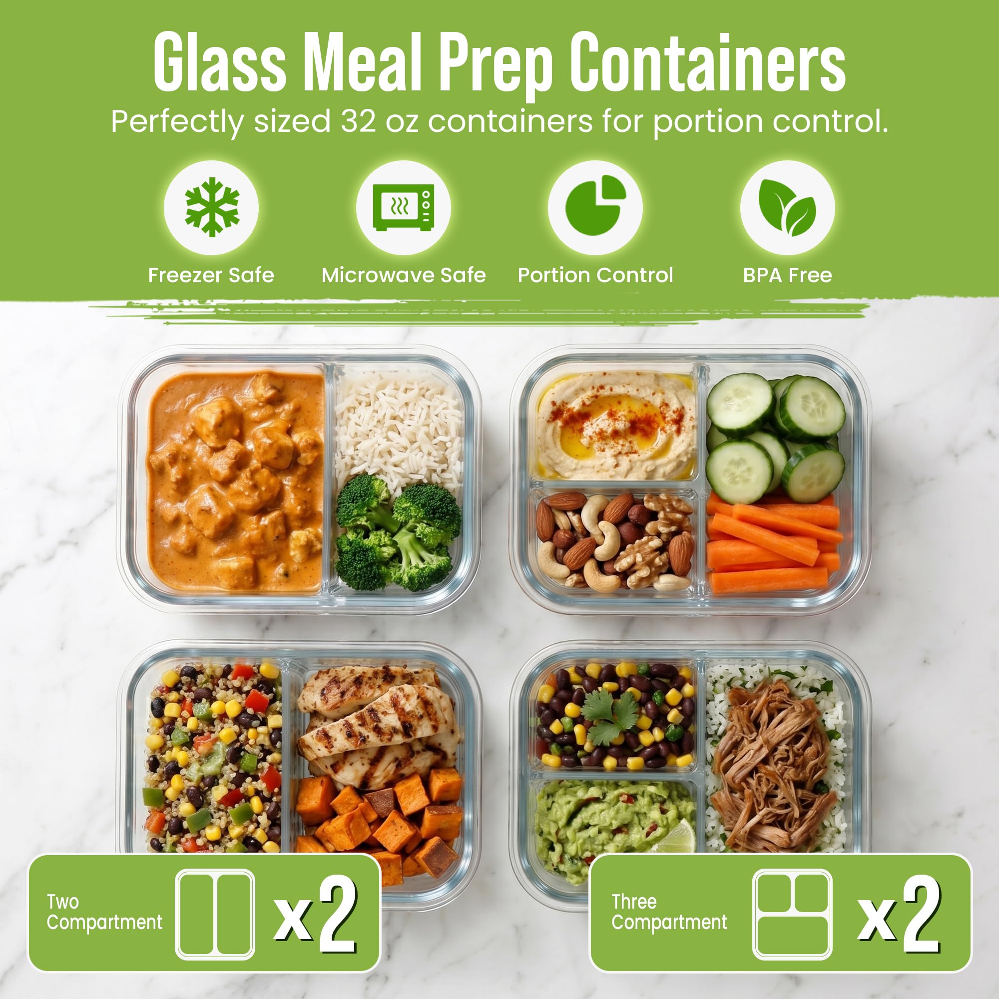 FIT Strong & Healthy glass container in oven to table scene showing oven-safe meal preparation convenience