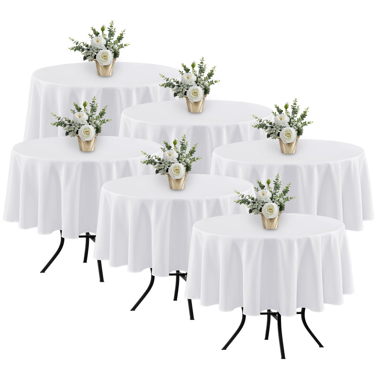Fitable front view of six-pack tablecloths showing clean packaging and value