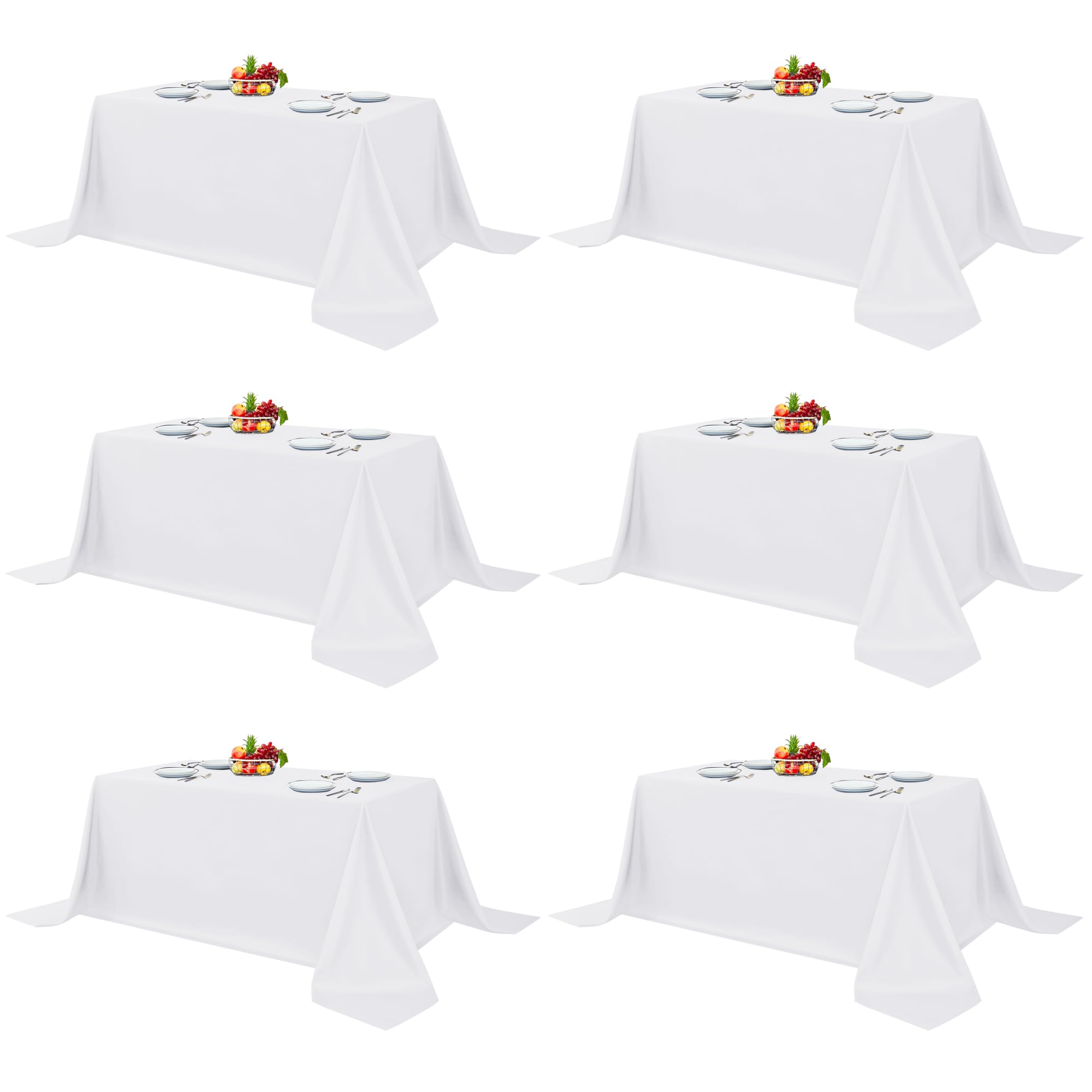 Fitable front packaging showing six white tablecloths and quantity